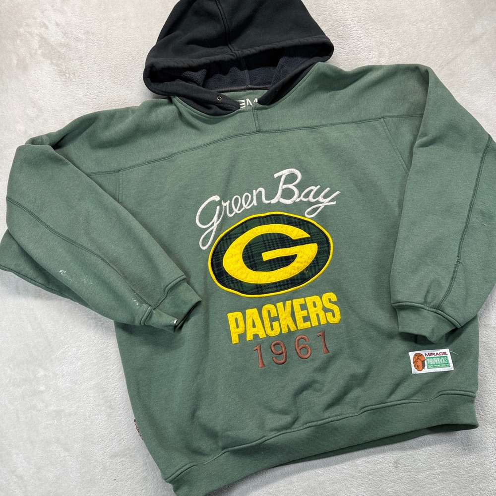 Vintage‎ Green Bay Packer Sweatshirt Men's XL Mirage Hoodie 1961 Throwback NFL